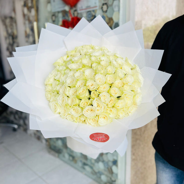 100 white rose Bouquet